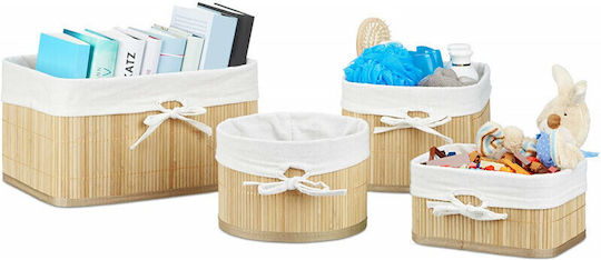 Relaxdays Aufbewahrungskorb Bamboo Beige 12.9Es 4Stück