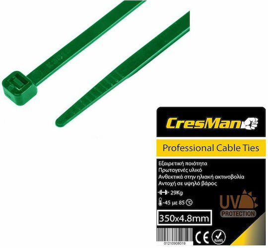 Cresman Plastic Cable Ties 250mmx4.8mm In Green Colour 100 Pieces 48250