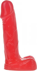 Mokko Toys Glass Dildo with Scrotum Red 11cm