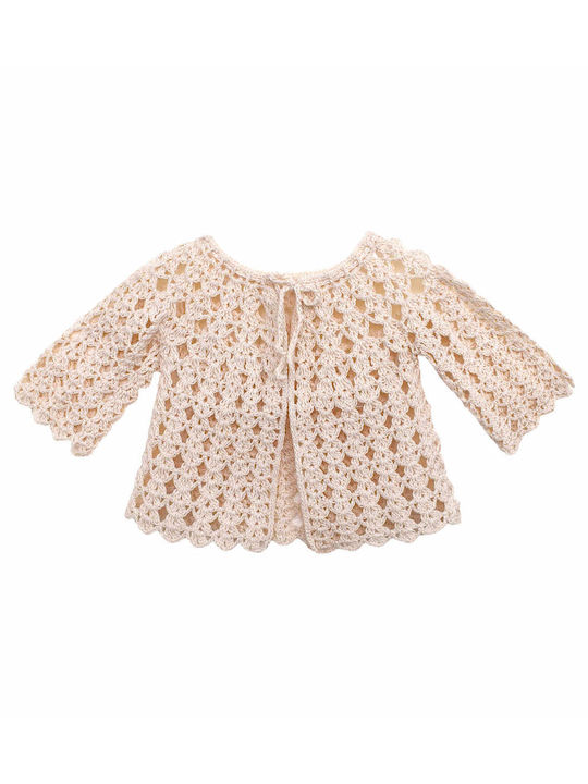 Nst Nastasia Princess Charlene Beige Strickjacke für Taufkleidung für Mädchen