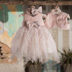 Vinte li Pink Tulle Baptism Outfit with Cardigan & Dress 2pcs