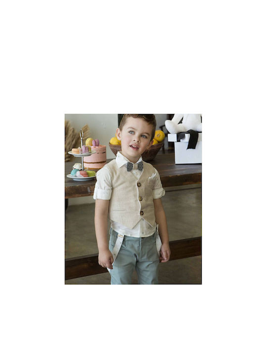 Dolce Bambini Βαπτιστικό Κοστούμι με Γιλέκο για Αγόρι Λινό Μπεζ