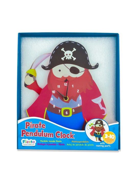 Fiesta Crafts Παιδικό Ρολόι Τοίχου Ξύλινο με Εκκρεμές 22x29cm