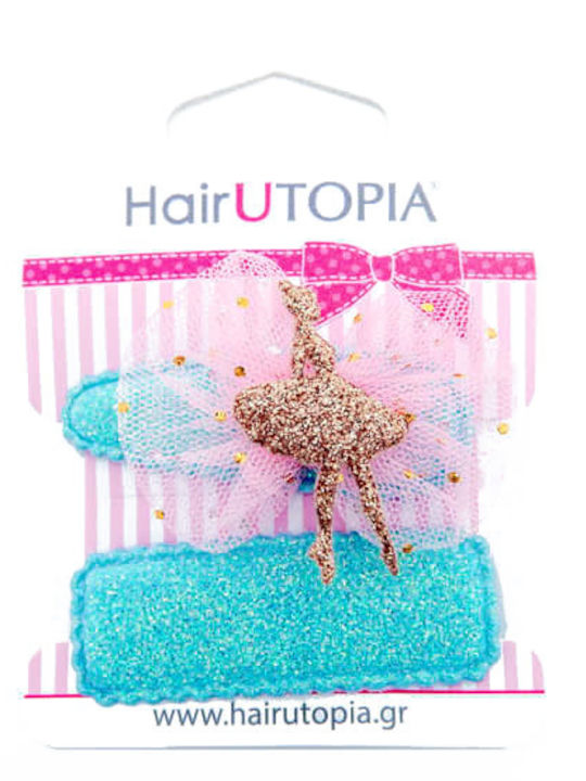 Hair Utopia Комплект Детски Фиби с С щипка в Син Цвят 2бр 9852