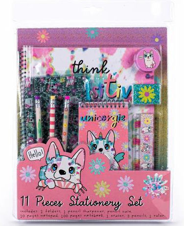 Tri-Coastal Design Think Positive Kids Stationery Set with Pencil, Eraser and Ruler 11 Pieces