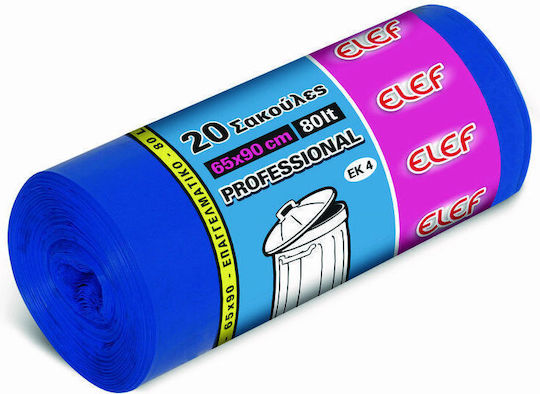 Elef Σακούλες Απορριμάτων Χωρητικότητας 80lt 65x90cm 20τμχ Μπλε