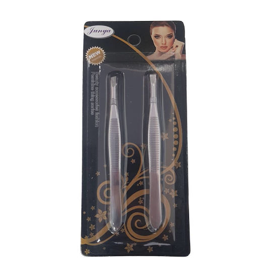 Beautifly Augenbrauenpinzetten mit Schräger Spitze Silber 2Stück