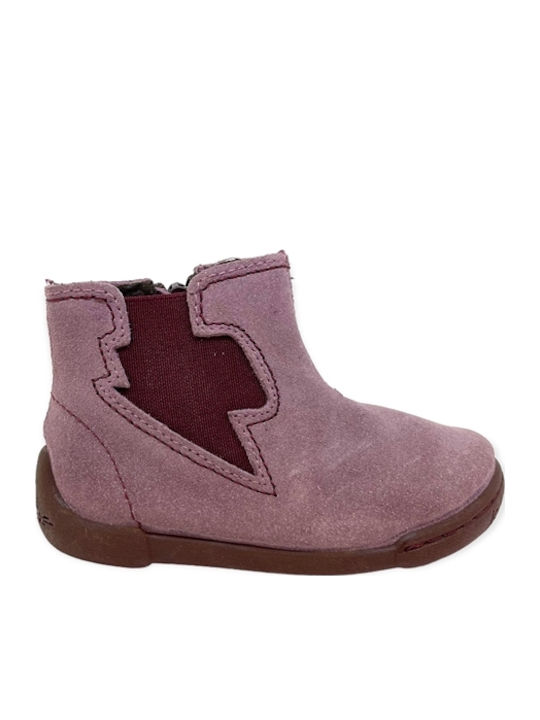 Anatomisch Lederne Kinderstiefeletten mit Reißverschluss Rosa