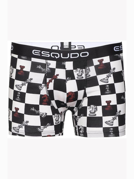 Esqudo Men's Boxer Black with Patterns