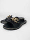 Leather Women's Flat Sandals Anatomic in Black Color
