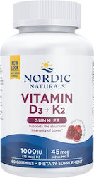 Nordic Naturals Vitamin D3+K2 Vitamină 1000iu Rodie 60 bomboane de jeleu