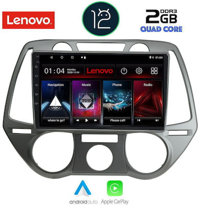 Lenovo Car Audio System for Hyundai i20 2008-2012 with A/C (Bluetooth/USB/AUX/WiFi/GPS/Apple-Carplay) with Touch Screen 9"