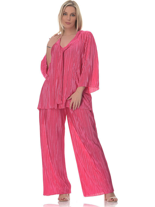 Women's Fuchsia Set with Pants in Loose Fit
