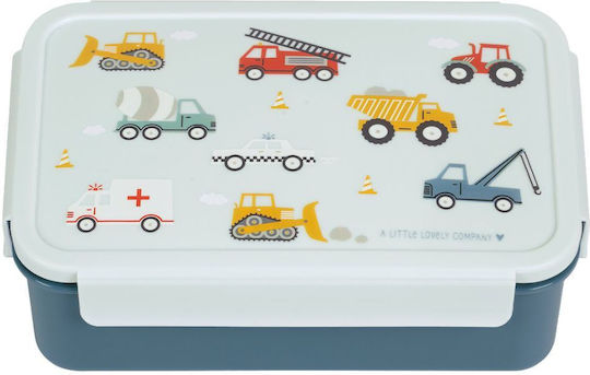 A Little Lovely Company Vehicles Πλαστικό Παιδικό Δοχείο Φαγητού Μπλε