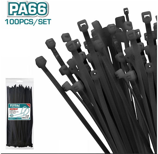 Total Δεματικά Καλωδίων Πλαστικά 200mmx3.6mm σε Μαύρο χρώμα (100τμχ) (THTCTB20036)