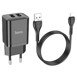 Hoco Încărcător cu 2 Porturi USB-A și Cablu Lig...