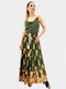 Maxi Φούστα Floral Πράσινη