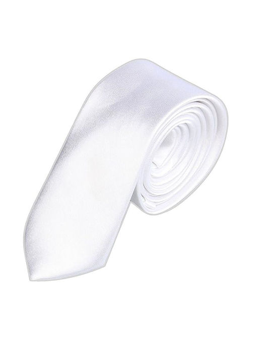 Ανδρική Γραβάτα Συνθετική Μονόχρωμη σε Λευκό Χρώμα
