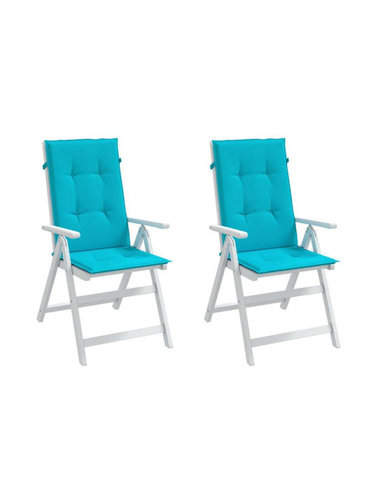 vidaXL Garden Chair Cushion with Back Turquoise 2pcs 50x120cm.
