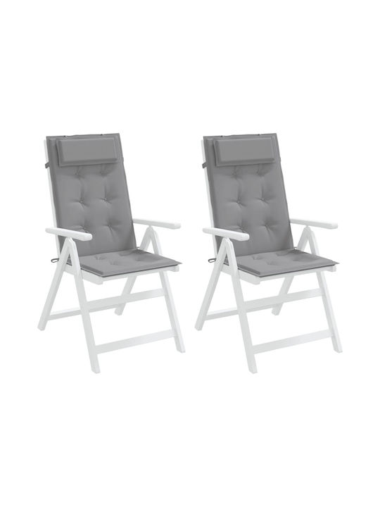 vidaXL Garden Chair Cushion with Back Gray 2pcs 50x120cm.