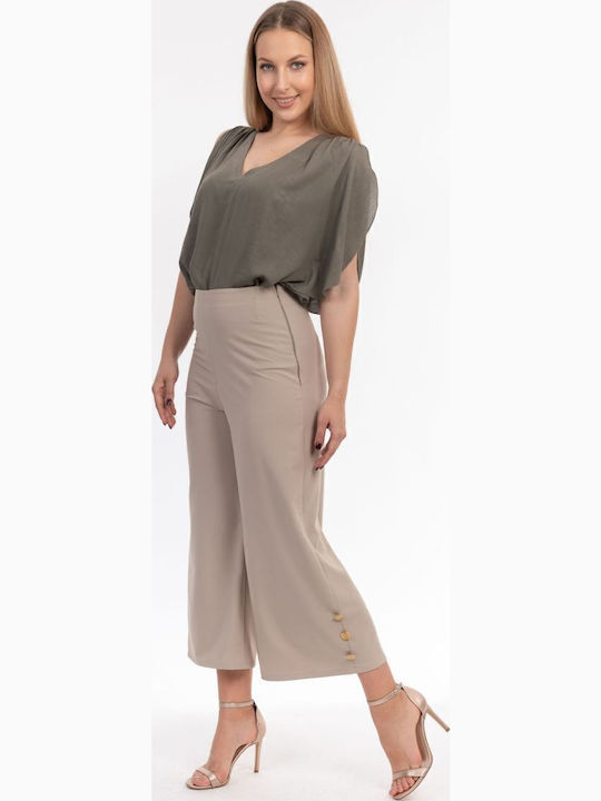 BelleFille Damen Stoff Hose Beige