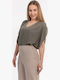 Women's Blouse with Bat Sleeves Khaki