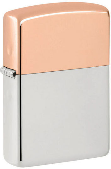 Zippo Bimetal Case Lighter Flame Sterling Silver Lid