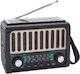 830104 Retro Tragbares Radio Solar mit Bluetooth und USB Schwarz