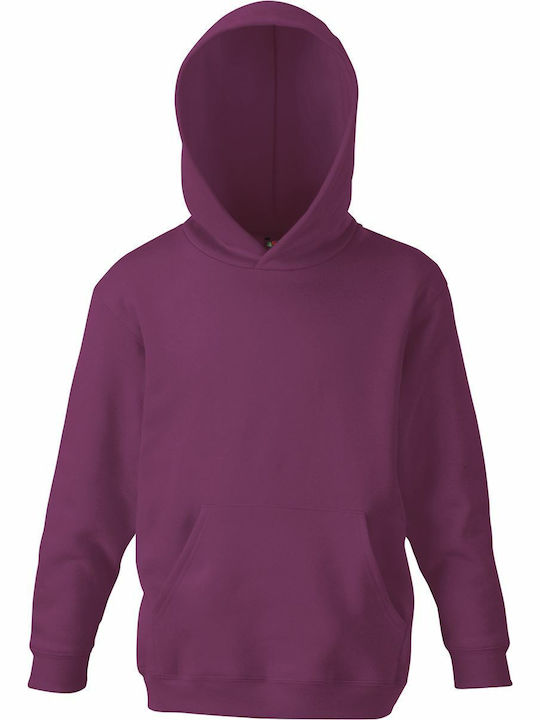 Fruit of the Loom Kids Sweatshirt with Hood and Pocket Purple