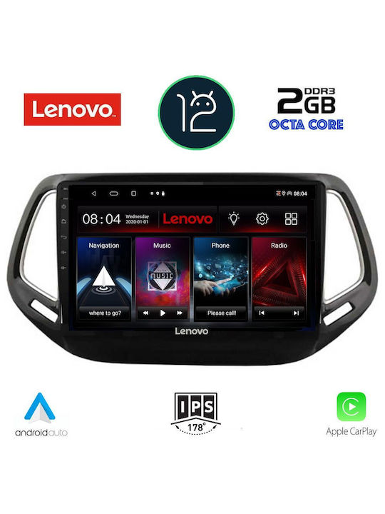 Lenovo Sistem Audio Auto pentru Jeep Busolă 2016> cu Clima (Bluetooth/USB/AUX/WiFi/GPS/Apple-Carplay) cu Ecran Tactil 10.1"