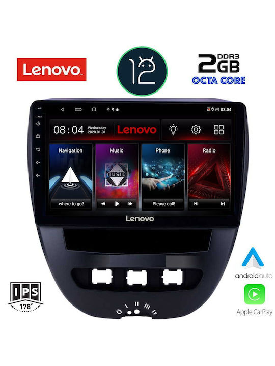 Lenovo Sistem Audio Auto pentru Toyota Aygo Citroen C1 (Bluetooth/USB/AUX/WiFi/GPS/Apple-Carplay) cu Ecran Tactil 10.1"