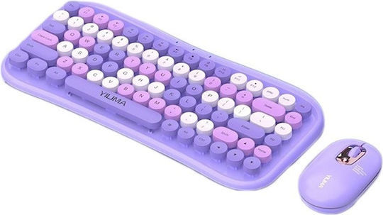QS-808 Kabellos Bluetooth Tastatur & Maus Set Englisch US Lila