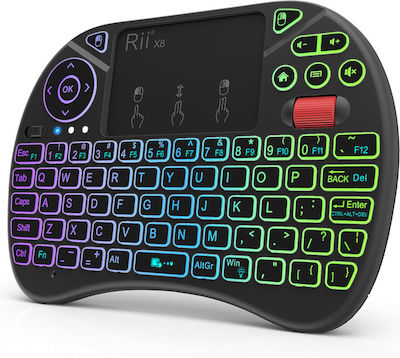 Riitek Mini X8 RGB Ασύρματο Πληκτρολόγιο με Touchpad Αγγλικό US