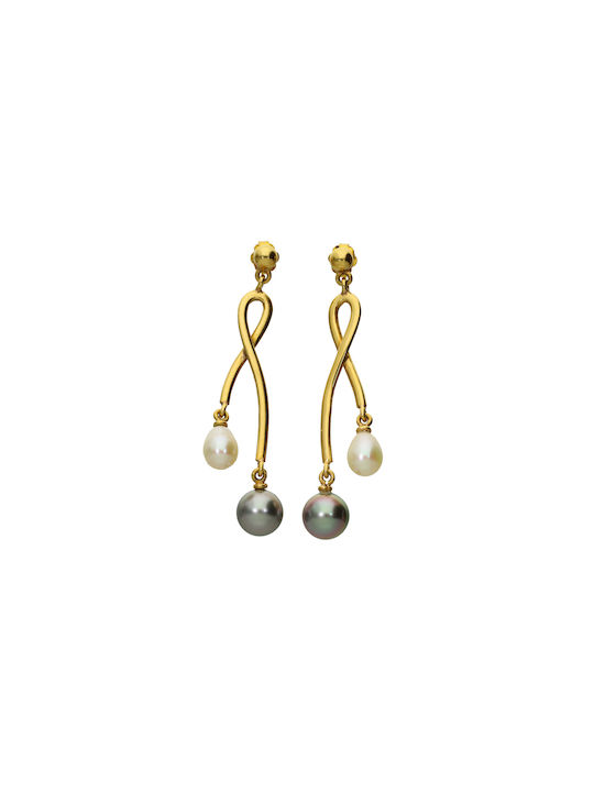 Dimiourgiko Vildiridis Earrings Pendants made of Gold 18K with Pearls