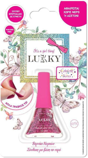 Lukky Cosmetics Toys Confetti Series Fuchsia Glitter Детски лак за нокти Гланц черен
