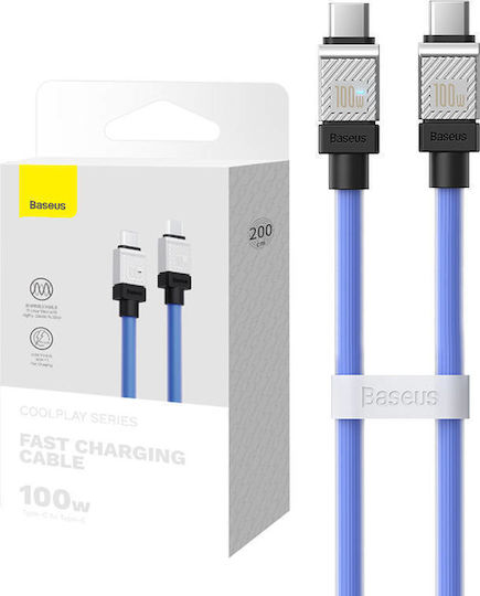 Baseus CoolPlay USB 2.0 Cable USB-C male - USB-C 100W Blue 2m (CAKW000303)