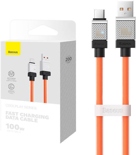 Baseus CoolPlay USB 2.0 Cable USB-C male - USB-A 100W Πορτοκαλί 2m CAKW000707