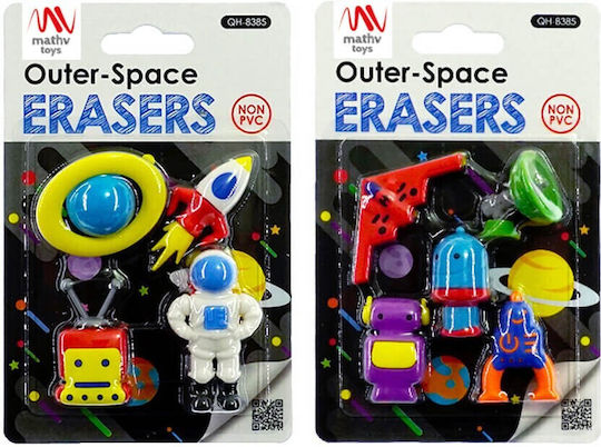 QiHao Eraser Set for Pencil and Pen Outer Space Traveller (Μiscellaneous Designs/Colors) 4pcs