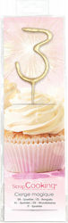 Scrap Cooking Geburtstagskerze Nummer "3" in Gold Farbe SCC-4813