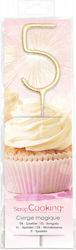 Scrap Cooking Geburtstagskerze "5" in Gold Farbe SCC-4815