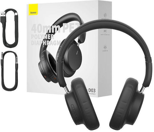 Baseus Bowie D03 Wireless / Wired On Ear Headphones with 30 hours of Operation Black