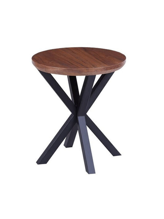 Round Side Table Wooden Brown L50xW50xH55cm