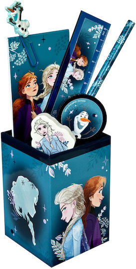 Disney Frozen Kids Stationery Set with Pencil, Sharpener, Eraser, Notepad, Ruler and Pencil Holder 7pcs