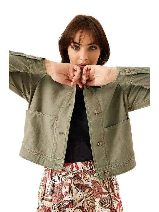 Garcia Women's Short Lifestyle Jacket for Spring or Autumn Khaki