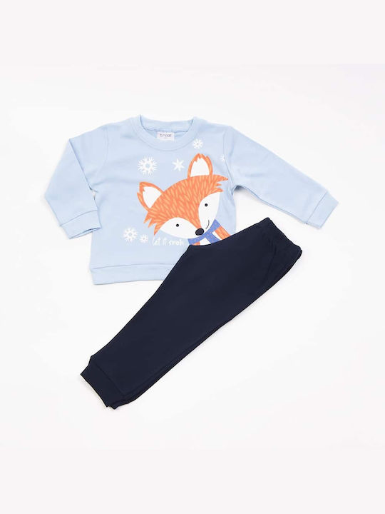 Trax Set Top & Bottom Kids Winter Cotton Pyjamas Blue