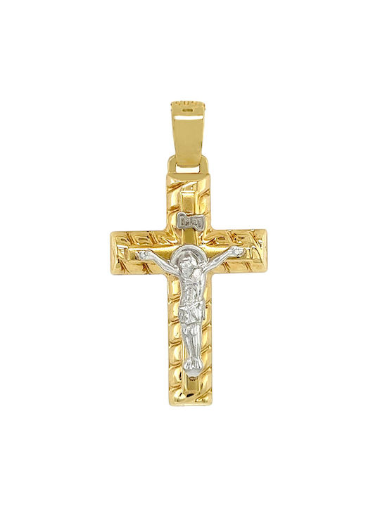 Xryseio Herren Gold Kreuz 14K mit dem Gekreuzigten