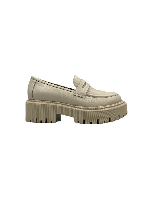 Makris Women's Leather Moccasins Beige