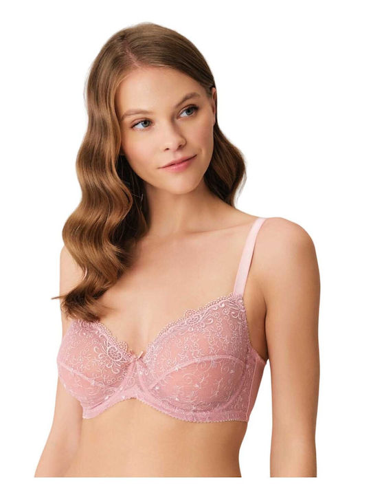 WOMEN'S BRA WITH LACE AND UNDERWIRE ANIL 3634 - DRIED ROSE