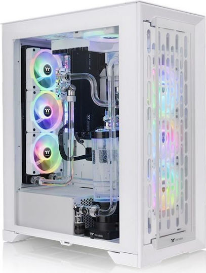 CTE T500 TG ARGB Snow Gaming Full Tower Computer Case with Side Window White