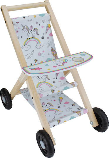 Zita Toys Cărucior Pentru Păpuși Din Lemn Pentru 3+ Ani
